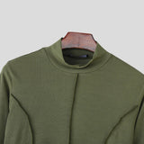 WIAOFELLAS  -  Men T Shirt Solid Color Knitted Turtleneck Long Sleeve Male Tee Tops Streetwear Fashion Casual Men Clothing S-5XL 2026