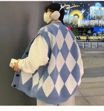 WIAOFELLAS  -  New Autumn Winter Fashion Trend Casual Vneck Cardigan Vest For Men Highquality Korean Version Loose Comfortable Versatile Jacket