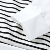 Wiaofellas  -  Spring Autumn New Men's Round Neck Long-sleeved Sweatshirt Fashionable Trendy Striped Splicing Versatile Korean Top