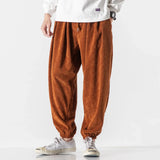 WIAOFELLAS  -  Spring Autumn Men's Elastic Waist Harem Pant Punk Hip Hop Straight Casual Trousers Joggers Male Harajuku Corduroy Streetwear