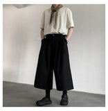 WIAOFELLAS  -  Summer Wide Leg Cropped Pants Comfy Culottes Street Fashion Trendy Loose Fit Casual Trousers Breathable Oversized Style
