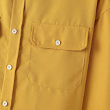 WIAOFELLAS  -  Men Shirt Solid Color Stand Collar Long Sleeve Button Men Clothing Streetwear Fashion Loose Casual Tops Male Shirts