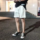 WIAOFELLAS  -  Denim Trendy Loose Straight and Versatile Summer Harajuku Style Five-point Pants