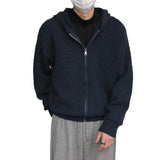 WIAOFELLAS  -  Hollow Hooded Knitted Cardigan Sweater Men's Spring and Autumn New Couple's Jacket Casual Versatile Fashion Top