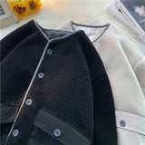 WIAOFELLAS  -  Lamb Wool Coat Couple Cotton Clothes Winter New Warm Cotton Jacket Loose Large Size Shake Grain Velvet Coat Unisex Outerwear