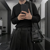 WIAOFELLAS  -  Men Sweater Solid Color V Neck Long Sleeve Knitted Male Pullovers Streetwear Spring Autumn Fashion Casual Sweaters S-5XL