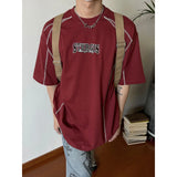 WIAOFELLAS  -  Vintage T Shirt for Women Summer New High-end Designed Niche Chic Americian Style Line Round Neck Printed Short-sleeved T-shirt