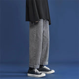 WIAOFELLAS  -  Autumn Loose Straight-leg Men's Jeans Korean Trendy Casual Ankle-length Pants Brand Versatile Youth All-match Denim Trousers