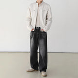 WIAOFELLAS  -  Korean Style Trend Men's Stand Collar Jackets Outerwear Fashion Solid Color Zipper Casual Short Coat Autumn