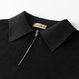 WIAOFELLAS  -  Spring Autumn Men's Turn-Down Collar Pullovers Long Sleeve Knitted Sweater Half Zipper Solid Casual Pullovers Man Loose Knitwear