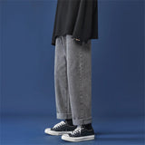 WIAOFELLAS  -  Autumn Loose Straight-leg Men's Jeans Korean Trendy Casual Ankle-length Pants Brand Versatile Youth All-match Denim Trousers