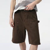WIAOFELLAS  -  Fashion Men's Patchwork Solid Color Straight Denim Shorts Vintage Casual Loose High-waisted Short Pants Male Summer