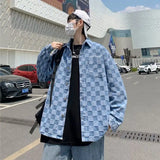 Wiaofellas  -  Baseball Jacket Men Jacket Trendy Boys Checkerboard Plaid Loose Men Jacket