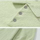 WIAOFELLAS  -  Men's Summer Simplicity Vintage Knitted Polo Shirt, Loose Casual Half Sleeves, Korean Fashion Lapel T-shirt, Short Sleeve