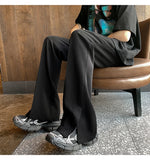 WIAOFELLAS  -  Brown Black Baggy Suit Pants Men Fashion Social Mens Dress Pants Korean Loose Straight Flared Pants Mens Office Formal Trousers