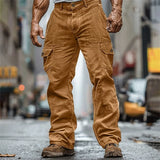 Wiaofellas  -  Men's Casual Corduroy Pants Solid Straight Pockets Trousers Daily Social Cargo Pants Streetwear Vacation Pants for Men
