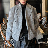 WIAOFELLAS  -  Short Woolen Coat Men's Autumn Winter Shoulder Pad Jacket Thickened Wool Blends Suit Solid Color Long Sleeves Cotton Coats