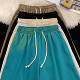 WIAOFELLAS  -  Summer Shorts Classic Solid Colour Thin Seaside Beach Pants Leisure Sports Straight Five Pants Elastic Waist Drawstring Shorts