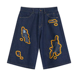 Wiaofellas  -  Vintage Ripped Denim Shorts Embroidery Streetwear Casual Jeans Shorts For Male