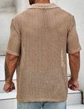 Wiaofellas  -  Summer Short Sleeve Tee Casual Shirts Men Beach Hollow Out Breathable Knit Shirt New Fashion Male See Through Sexy Knitted Tops