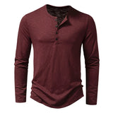 WIAOFELLAS  -  Spring Autumn Men Classic Casual Soild Color Shirt Men Fashion Tops Tees Men Slim Fit Long Sleeve Tshirt Tee Shirt
