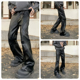 WIAOFELLAS  -  New trendy loose straight black leather pants