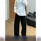 WIAOFELLAS  -  American Sle Wide Leg Straight Cut High Waist Trousers Cleanfit Sports Casual Long Pants for Men Autumn Season