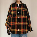 Wiaofellas  -  Autumn Oversized Long Sleeved Shirt Men Fashion Retro Plaid Shirt Men Streetwear Korean Loose Casual Shirts Mens Large Size 5XL