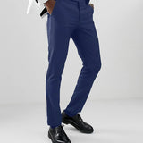 Wiaofellas  -  Black Men Pants with Side Satin Stripe One Piece Official Slim Fit Formal Male Trousers Fashion Clothes for Wedding Evening