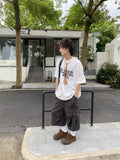 Wiaofellas  -  Summer New Men Loose Seven-point Cargo Pants Trendy Comfortable Breathable Casual Street Daily Trousers