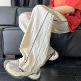 WIAOFELLAS  -  Summer Ice Silk Yamamoto Men's American Fashion Brand Loose Casual Wide Legs Thin Sports and Leisure Pants
