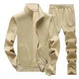 Wiaofellas  -  Men's Tracksuit Autumn Casual Joggers Stand Collar Fleece Sportswear Jackets And Pants 2 Piece Sets Hip Hop Running Sports Suit