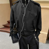 WIAOFELLAS  -  Men Jackets Solid Color Stand Collar Long Sleeve Zipper Button Male Coats Streetwear Fashion Casual Jackets Outerwear