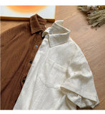 WIAOFELLAS  -  Vintage Hollow Out Short Sleeve Shirt Summer Ice Shirt Hawaiian Style Casual Shirt Hollow Blouses Sun Protection Jacket