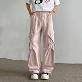 WIAOFELLAS  -  Men's Casual Pants Drawstring Solid Color Pleated Design Menswear Side Big Pokcets Elastic Waist Male Trousers New