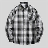 WIAOFELLAS  -  Spring Autumn Long Sleeve Casual Shirts Men American Style Checkered Shirt Mens Loose High Quality Vintage Tops Coat Male Couple