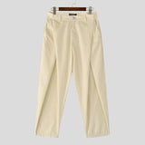 WIAOFELLAS  -  Men Pants Striped Button Joggers Oversize Casual Trousers Men Pleated Streetwear Fashion Leisure Long Pants S-5XL