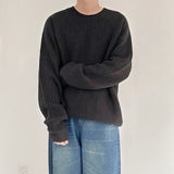 WIAOFELLAS  -  Casual Textured Sweater Mens Knit T Shirts Long Sleeve O Neck Solid Color Bottoming Tops Men Autumn Daily Leisure Knitted Jumper
