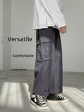Wiaofellas  -  Men's Workwear Pants Straight Leg Loose Fit Faionable Japanese Sle Wide Leg Pants Hong Kong Sle Versatile Trendy Nine