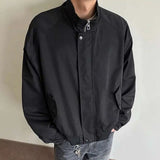 WIAOFELLAS  -  Simple Men's Jackets Stand Collar Solid Color Casual Pocket Coats Spring Loose Streetwear Male Tops New Stylish