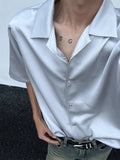 WIAOFELLAS  -  Premium Ice Silk Shirt For Men Cuba Collar Short Sleeved Tops Summer Fashion Luxury Anti-wrinkle Shirts Cleanfit Streetwear