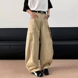 WIAOFELLAS  -  Plaid Design Patchwork Men's Trousers Pocket Contrast Color Machete Pants Straight Casual Wide Leg Male Bottom New