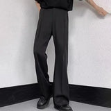 WIAOFELLAS  -  Summer New Men's Black Flared Suit Pants Korean Style Casual Fashion Trend High Street Simple Slim Breathable Men's Bottoms