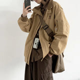 WIAOFELLAS  -  Mens Ahmei Khaki Y2k Jacket Street Retro Embroidery Workwear Coat Autumn Fashion Brand Loose Casual Lapel Color Matching Coat