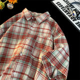 WIAOFELLAS  -  Summer New Men's Shirt Fashion Striped Short Sleeve Blouse Turn Down Collar Button Oversized Casual Shirt Men's Clothing A98