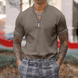 WIAOFELLAS  -  New Mens Polo Shirts Short Sleeve Zipper Stand Collar Men Clothing Summer Casual Slim Polo Shirt Tops Printing T Shirt