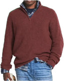 WIAOFELLAS  -  Autumn Winter Men's Half Zipper Knit Pullovers Solid Mock Neck Casual Knitted Sweater Men Long Sleeve Loose knitwear Plus Size