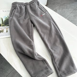 WIAOFELLAS  -  Thiened Fce Lined Straight Leg Casual Pants for Men And Women Couples Winter Warm Trousers Slim Fit Leisure Trousers
