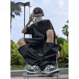 WIAOFELLAS  -  Baggy Black Oversize Men's Japanese Streetwear Straight Trousers Male Vintage Loose Casual Pocket HipHop Cargo Pants A62
