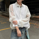 WIAOFELLAS  -  Simple Men's Shirts Turn-down Collar Long Sleeved Single Breasted Shirt Solid Color Casual Quick-dry Loose Menswear